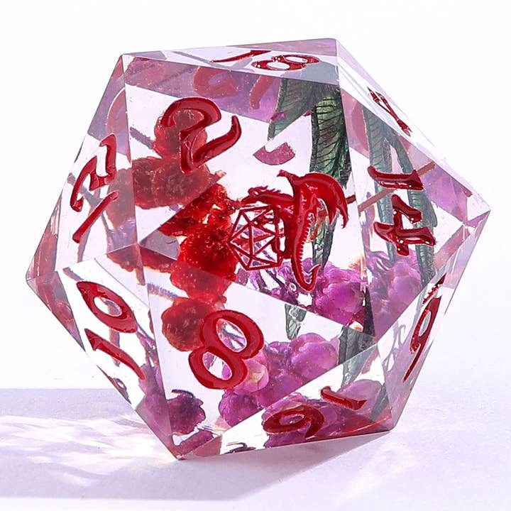 Résine à bords tranchants sablée à la main Captured Magic - Herbalists pour la vente par Hymgho Premium Dice