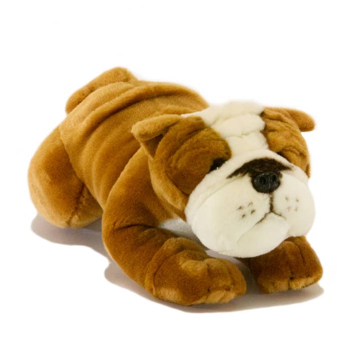 FurTastic Friends by Bocchetta Plush Toys – wholesale Fyllda/plyschleksaker - Barn och baby – Brutus - Röd och vit Bulldog valp Storlek 30cm/12"