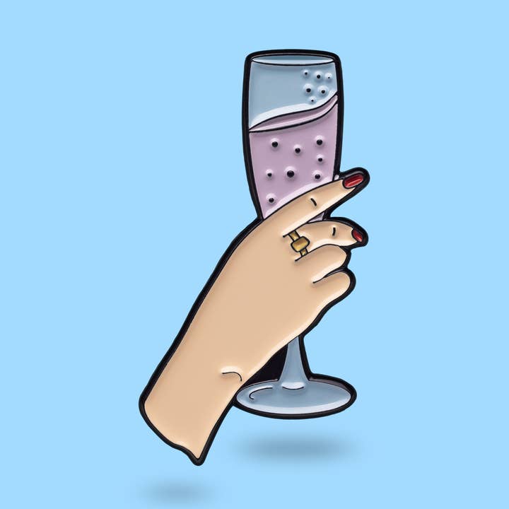 Épingle Prosecco - Épingle Champagne - verre de vin - moment de fête pour la vente par Paw Generation