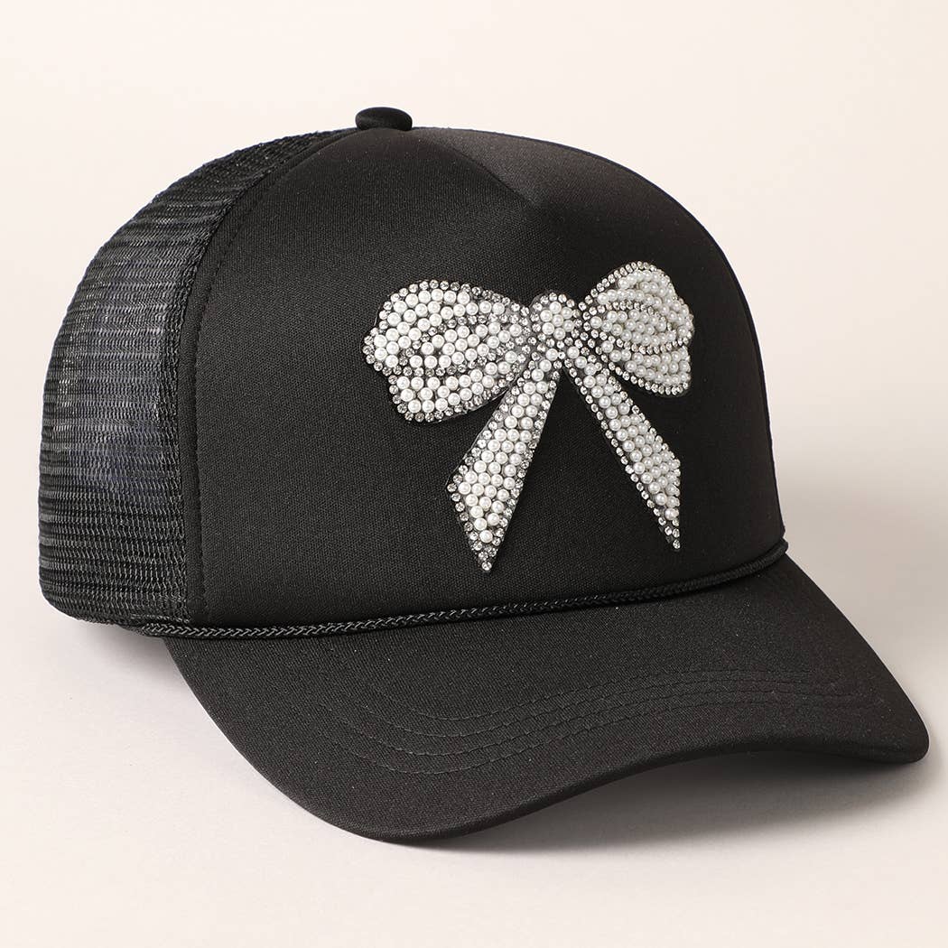 Fashion City - Wholesale Trucker Hat - Women's - Rhinestone Bow Patch Foam Mesh Back Trucker Hat13
