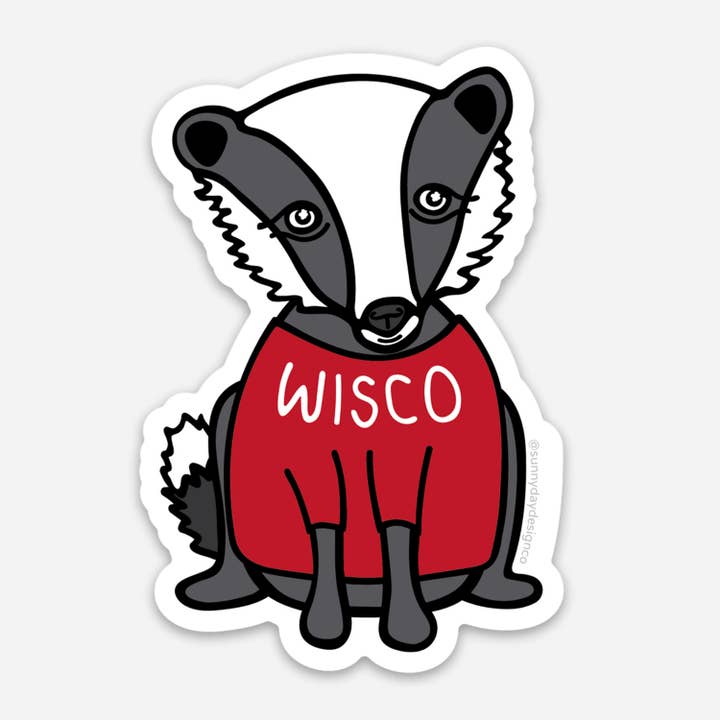 Wisco Badger Cute Animal Vinyl Sticker Wisconsin Graduation for wholesale by Sunny Day Designs