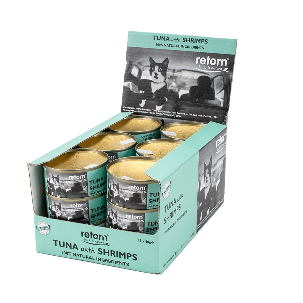 POCURULL SL (Retorn) - Wholesale Voer - Kat - Tonijnblikjes voor katten met garnalen 80 g De Retorn0