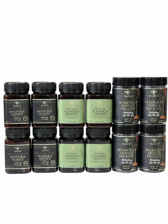 BeeNZ Mixed Case – 12 Jars Assortment (17.6oz)
for wholesale by BeeNZ