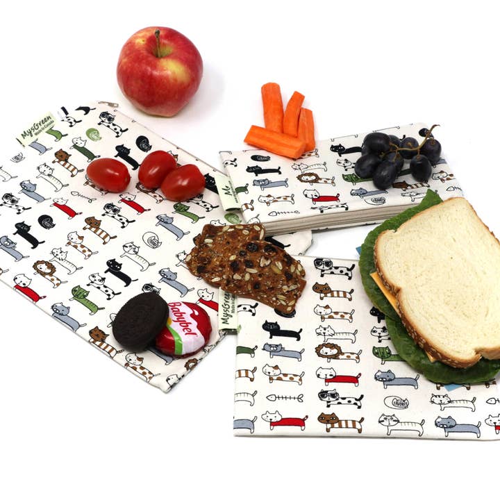 Cats Printed Reusable Zipper Pouch Sets for wholesale by MYSGREEN