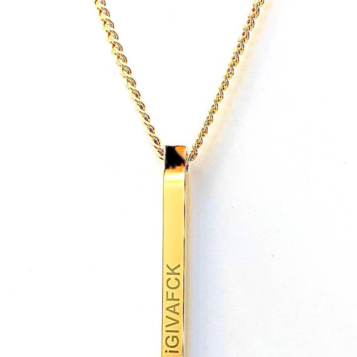 iGIVAFCK Bar Necklace. Gold for wholesale by Tenfed