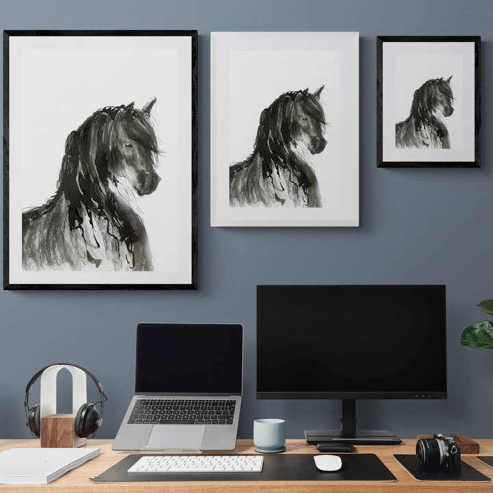 Framed Print Nero the Friesian Horse for wholesale by Wendy Laverick