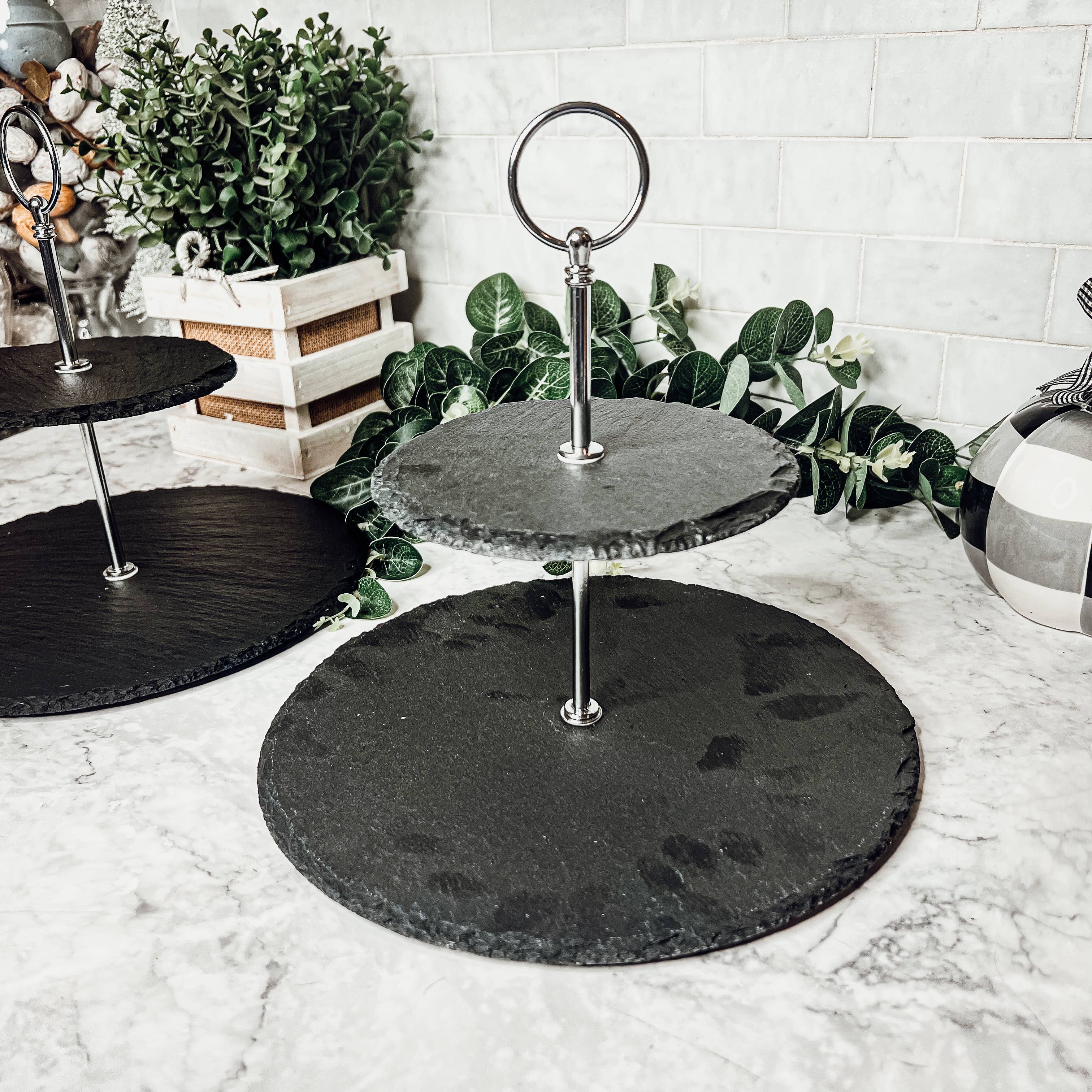 Gia Roma – wholesale Serving tray – Slate Tiered Trays with Handle, Natural Stoneware Handmade12