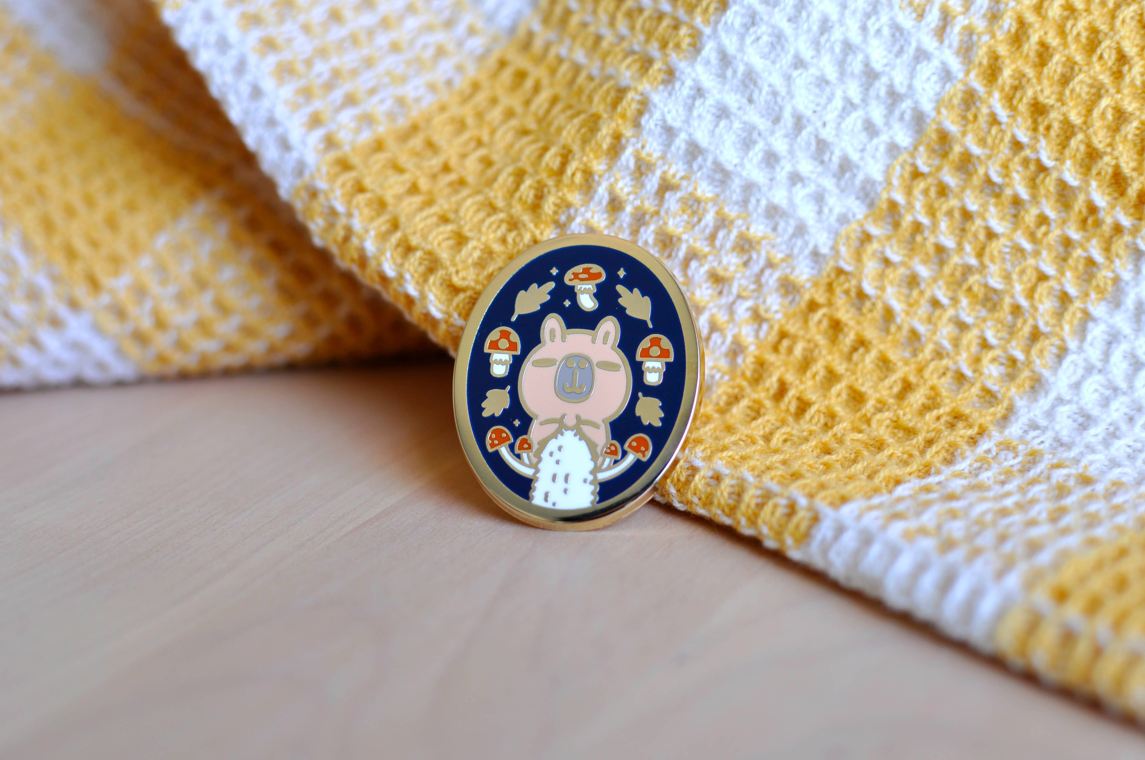 Noristudio - Wholesale Lapel Pin/Button - Knitting Moonch Enamel pin, Fall Theme, Limited Edition2