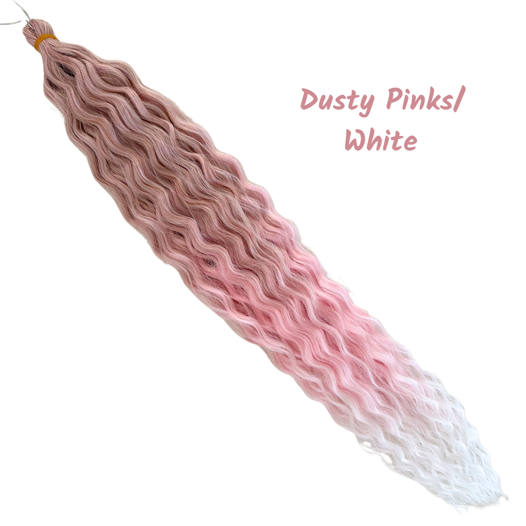 Poppet Locks - Wholesale Hair Extensions - Wavy Braiding Hair - Dusty Pinks/White - 20” - 100g0