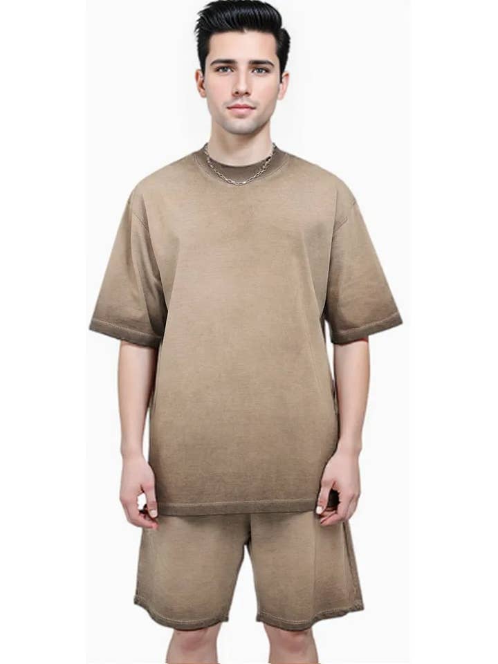Royal Threads - Wholesale Lounge Set - Men's - Men Acid Wash Short SetÂ