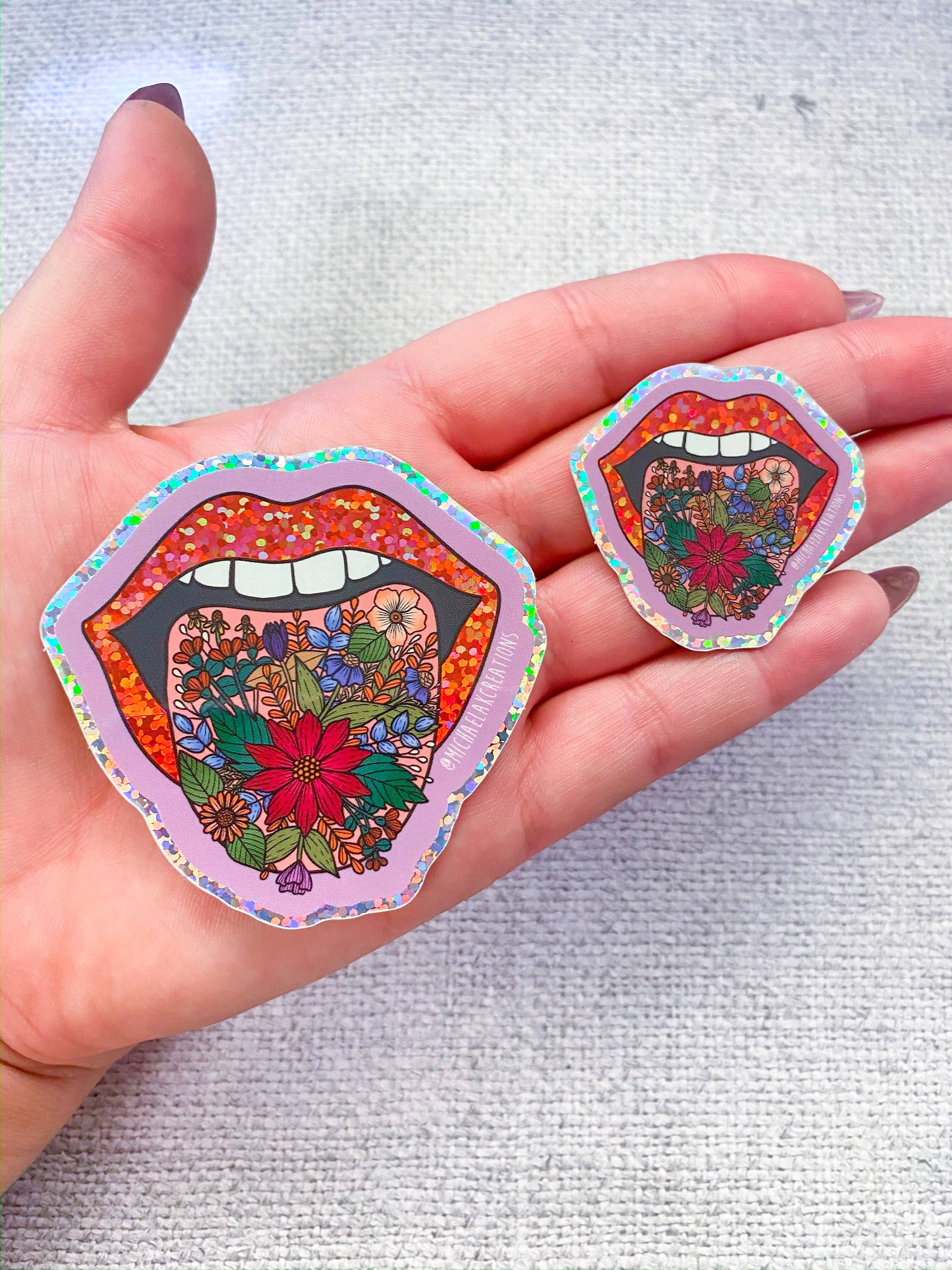 Michaela K Creations - Wholesale Sticker - Mouth sticker | Flower Mouth Sticker | Stickers for Hydrofla2