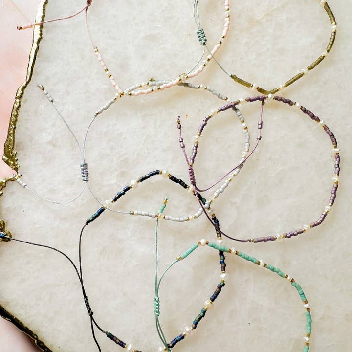 Curio Seed Bead Pearl Bracelet – Adjustable for wholesale by Santore Jewelry Company