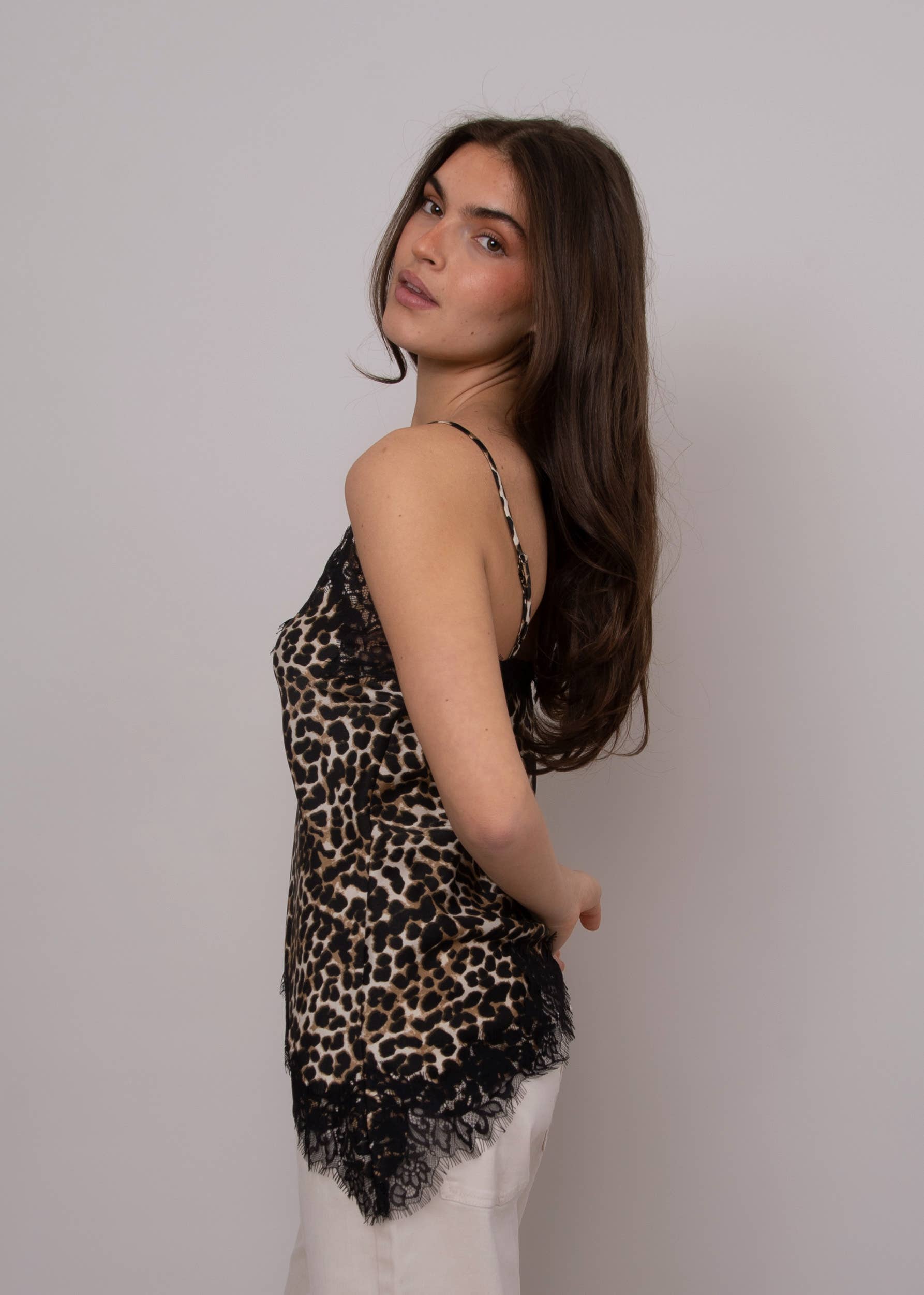 RD Style - Wholesale Camisole - Women's - REILA ASYMMETRIC CAMI W/ LACE TRIM- 57W451S14