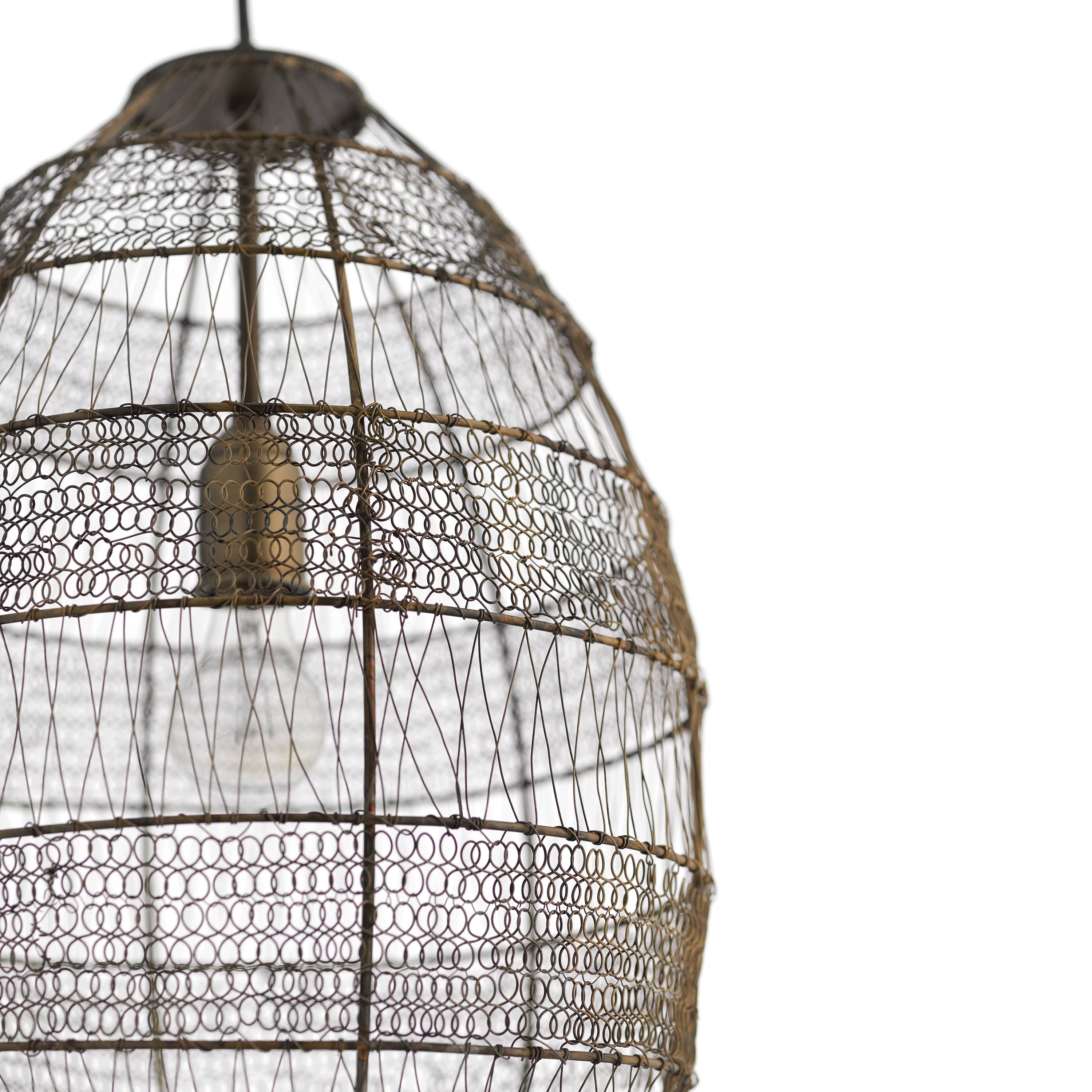 Bronze Lampe suspendue à 1 ampoule Avah Woven Modern Cage de 18,5 po de hauteur en vente sur Faire7
