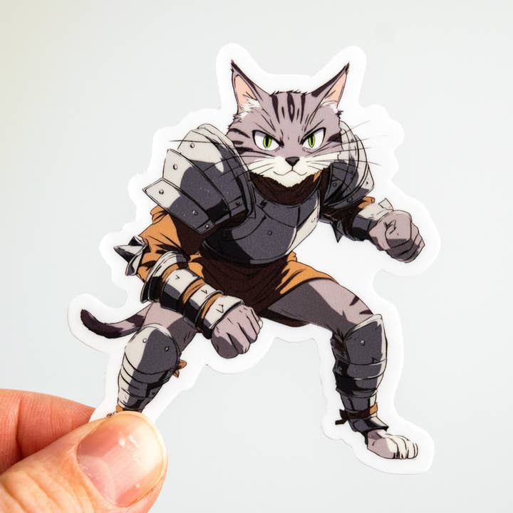 Fighter Cat Sticker for wholesale by We Geek Together