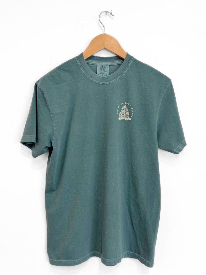 The Montana Scene - Wholesale Screen Printed T-Shirt - Unisex - Fireside Unisex Tee - Blue Spruce