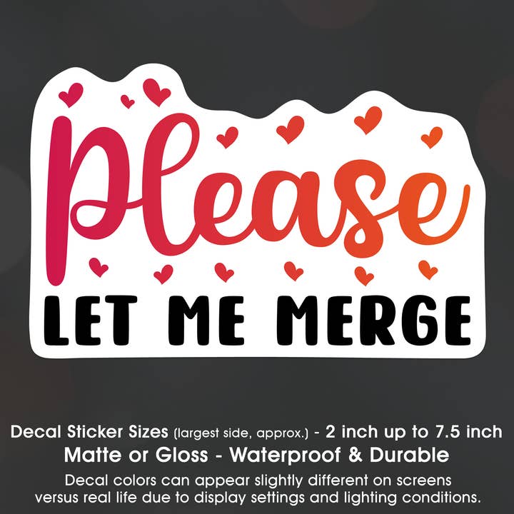 Please Let Me Merge, Merging, Driving Panic, Decal Sticker for wholesale by Groovy Giftables