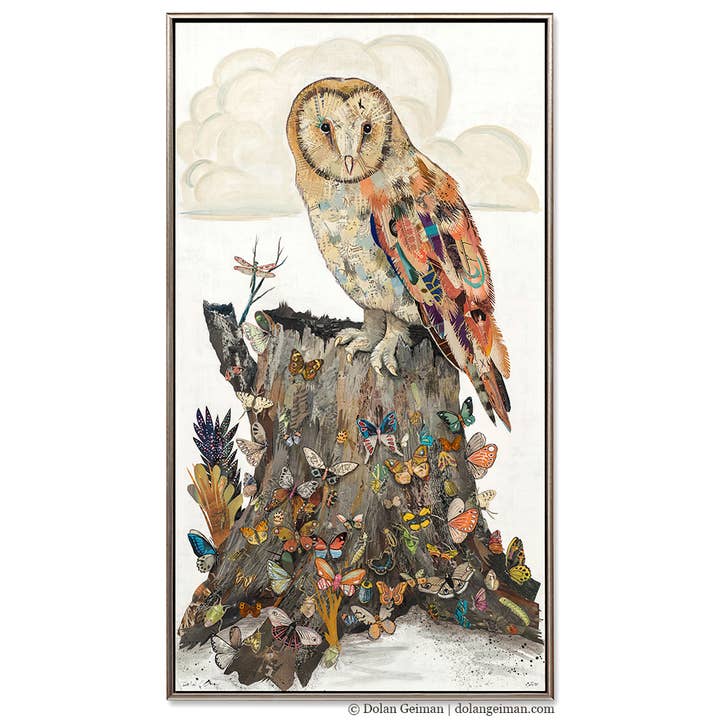 Canvas Art | Owl & Butterfly Wall Art | THE SIBYL for wholesale by Dolan Geiman