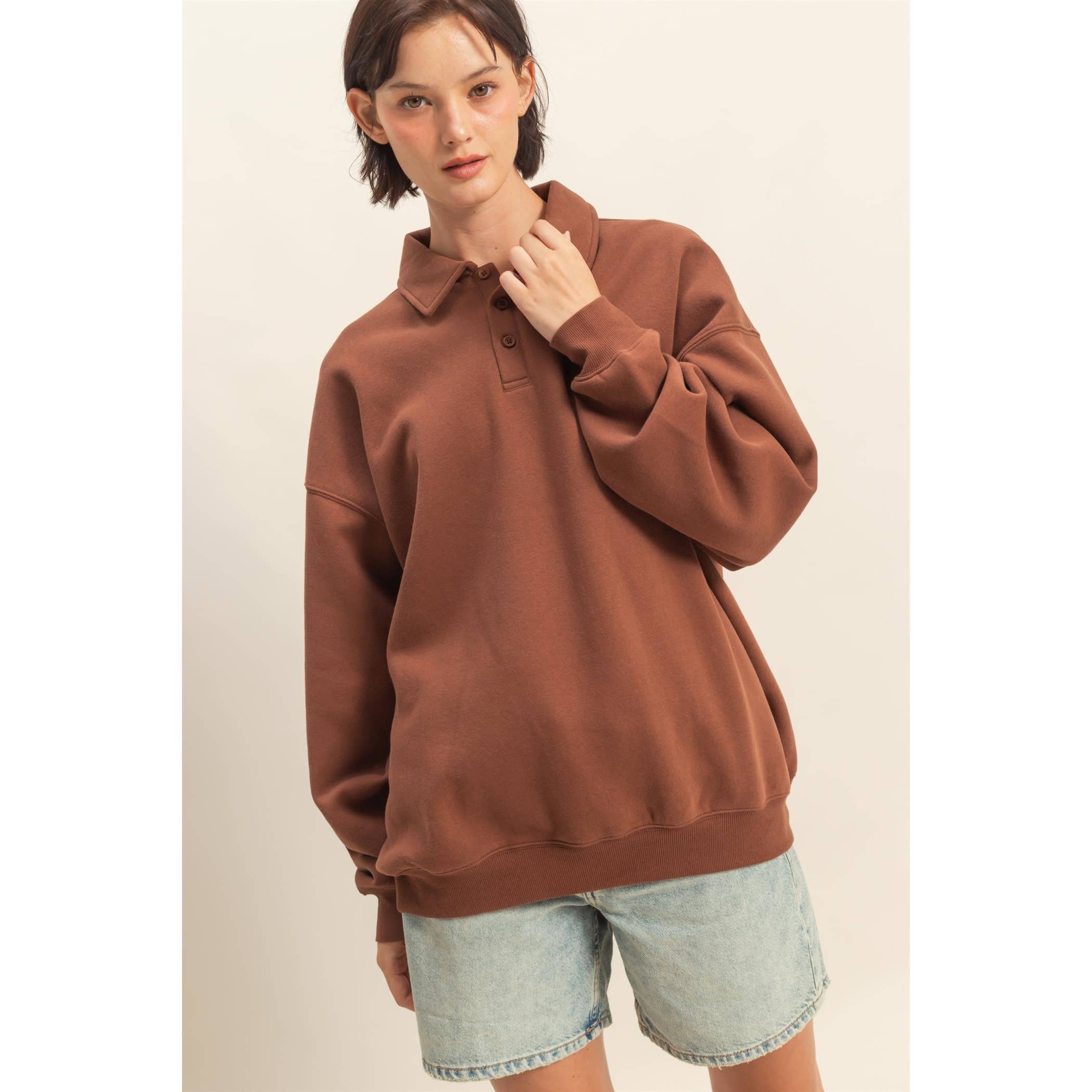 HYFVE - Wholesale Sweatshirt - Women's - Oversized Polo Collared Pullover26