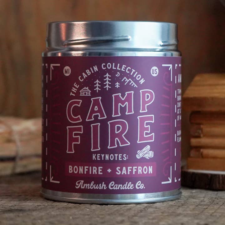 Campfire | Bonfire + Saffron 14oz Soy Candle for wholesale by Ambush Candle Co.
