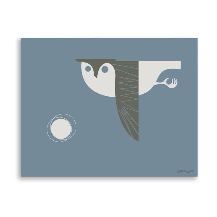 Midcentury Horned Owl Art Print for wholesale by Just Eleanor