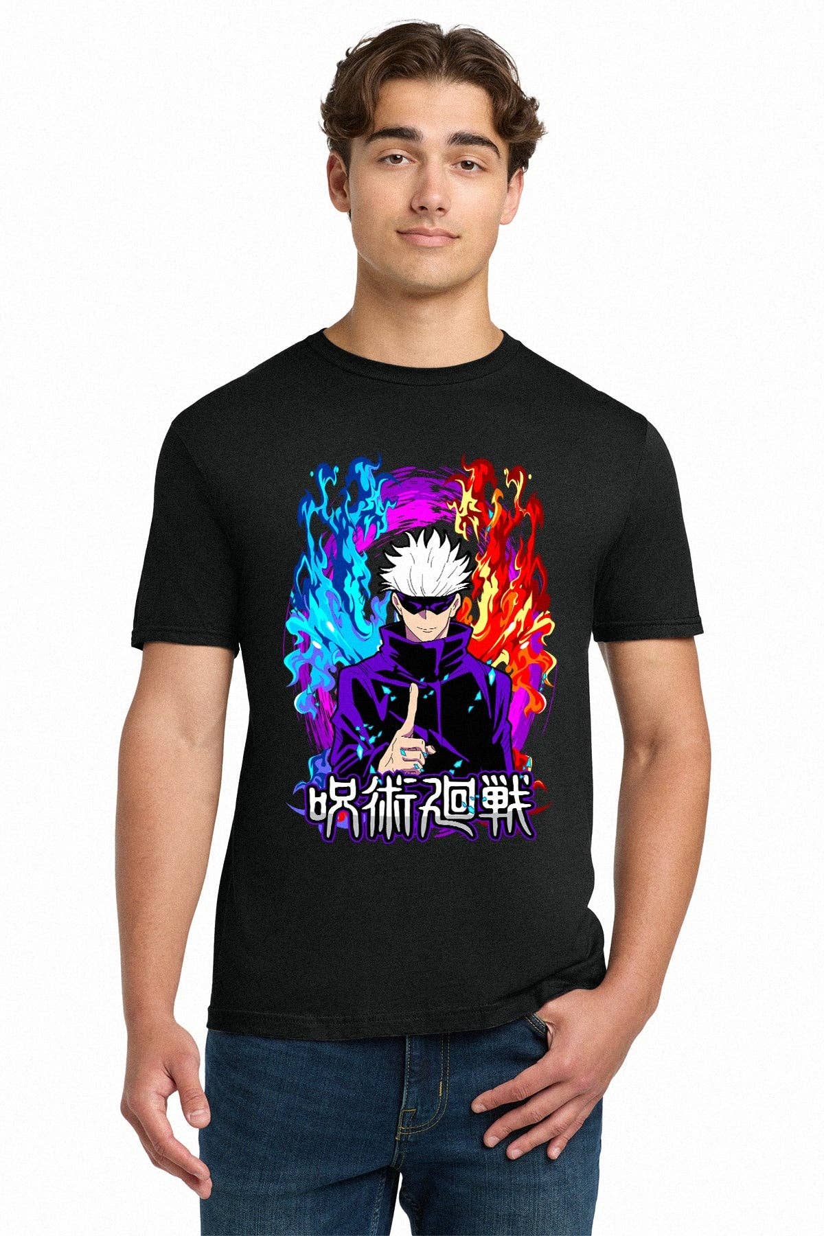 Fundom - Wholesale T-Shirt (Graphic) - Unisex - Jujutsu Kaisen Satoru Gojo Profile Monochrome Adult T-Shirt1