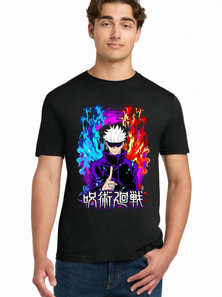 Fundom - Wholesale T-Shirt (Graphic) - Unisex - Jujutsu Kaisen Satoru Gojo Profile Monochrome Adult T-Shirt1