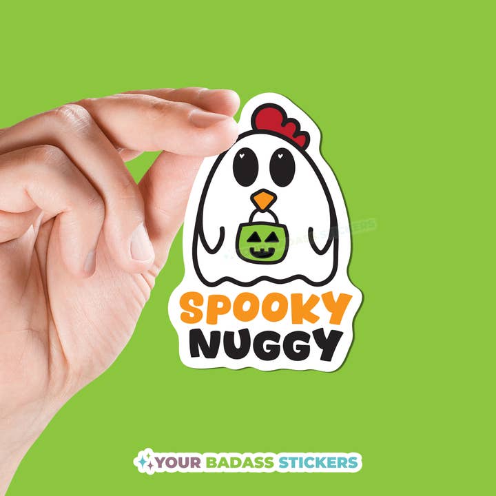 Spooky Nuggy Sticker Ghost Chicken Gift for wholesale by Your Badass Stickers