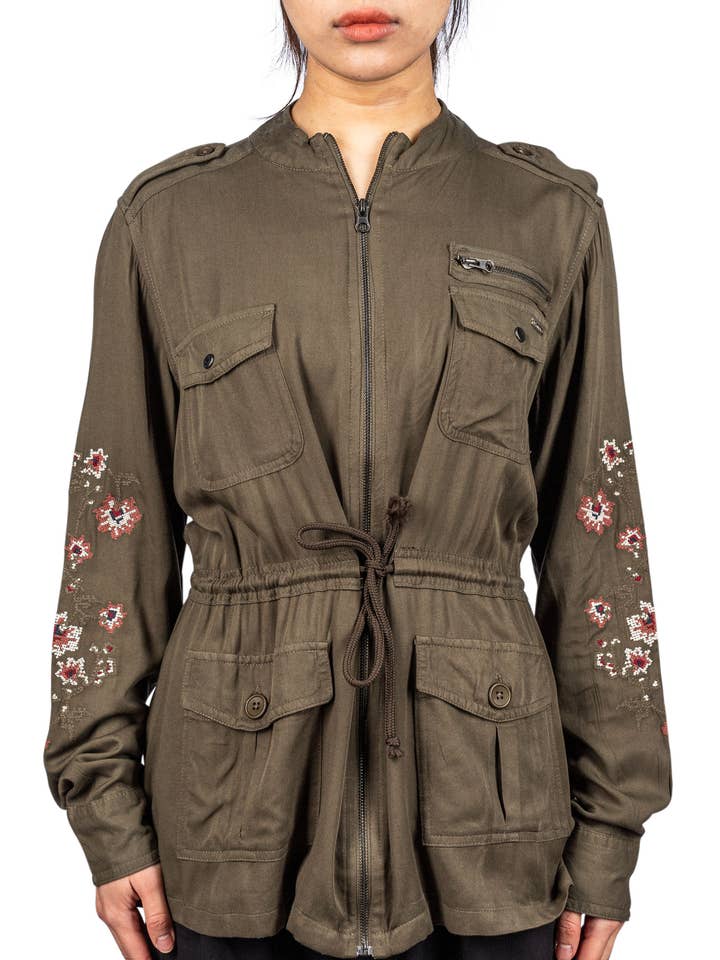 VESTE ZIPPÉE À FLEURS BRODÉES POUR FEMMES pour la vente par Coupe Collection
