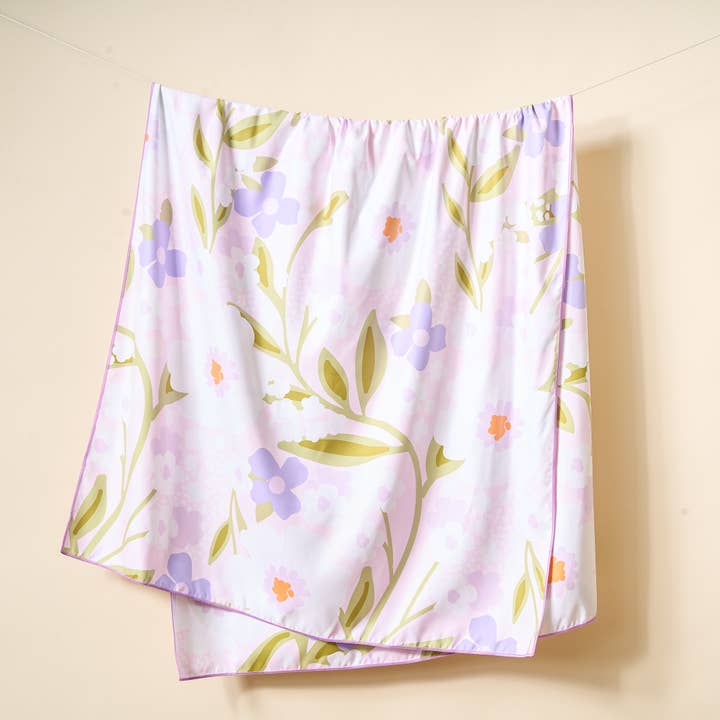 XL Quick-Dry Beach Towel-Floral Haven Lilac for wholesale by The Darling Effect