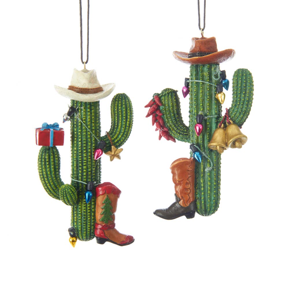 Kurt S. Adler, Inc. - Wholesale Ornament Set - 4"WESTERN CACTUS W/BOOT+HAT ORNAMENT 2/A1
