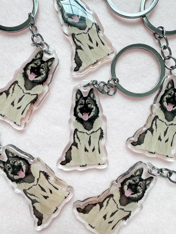 Norwegian Elkhound Keychain for wholesale by Our Cheery Corner