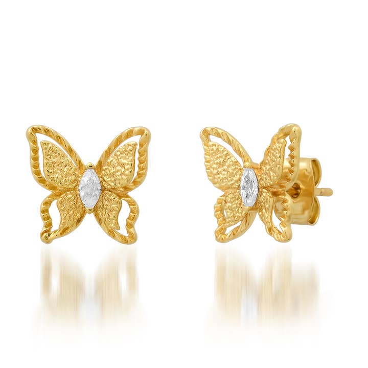Gold Marquis CZ Butterfly Studs for wholesale on Faire