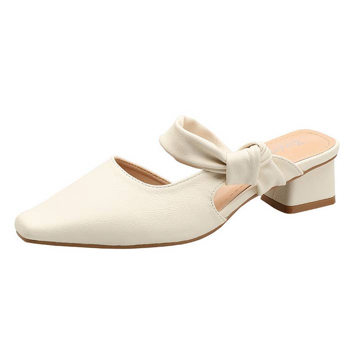 ACCITY - Wholesale Low Heels - Women's - SIMPLE SQUARE TOE SQUARE TOE MULES WITH THICK HEEL_CWSHS0711