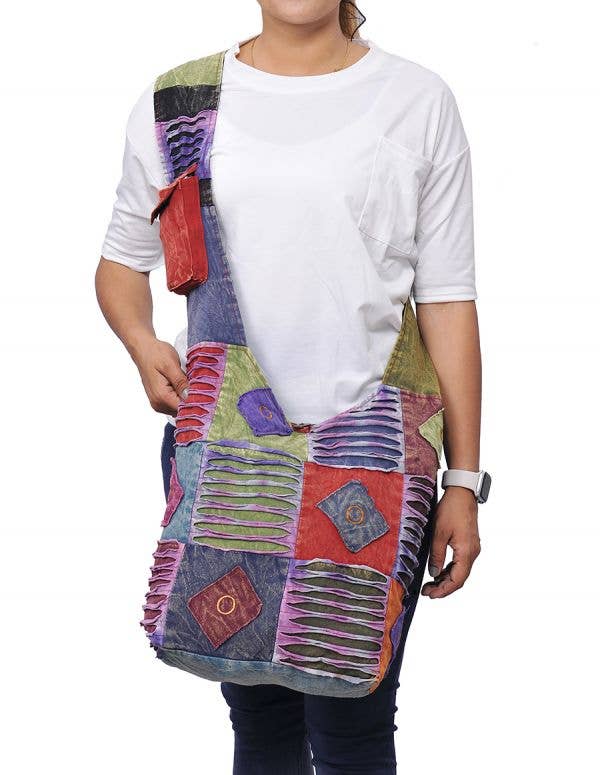 The Collection Royal / Royal Handicrafts - Wholesale Crossbody Bag - Women's - Diamond Patch Bohemian Hippie Boho Crossbody Hobo Bag1