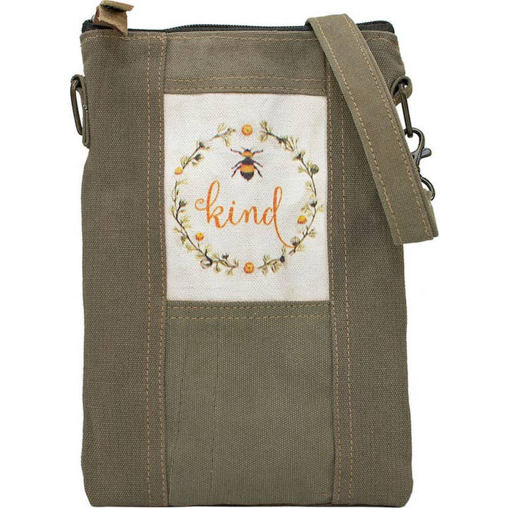 Vintage Addiction – wholesale Crossbody bag – Women's – Bee Kind Recycled Tent Crossbody
