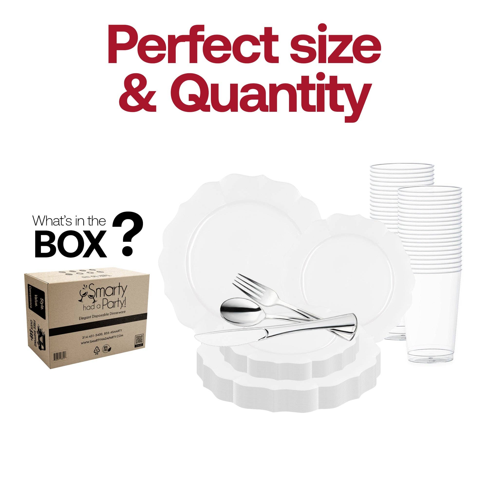 Smarty had a Party - Wholesale Dinnerware Set - Pearl White Round Lotus Wedding Value Set - 60 Sets2