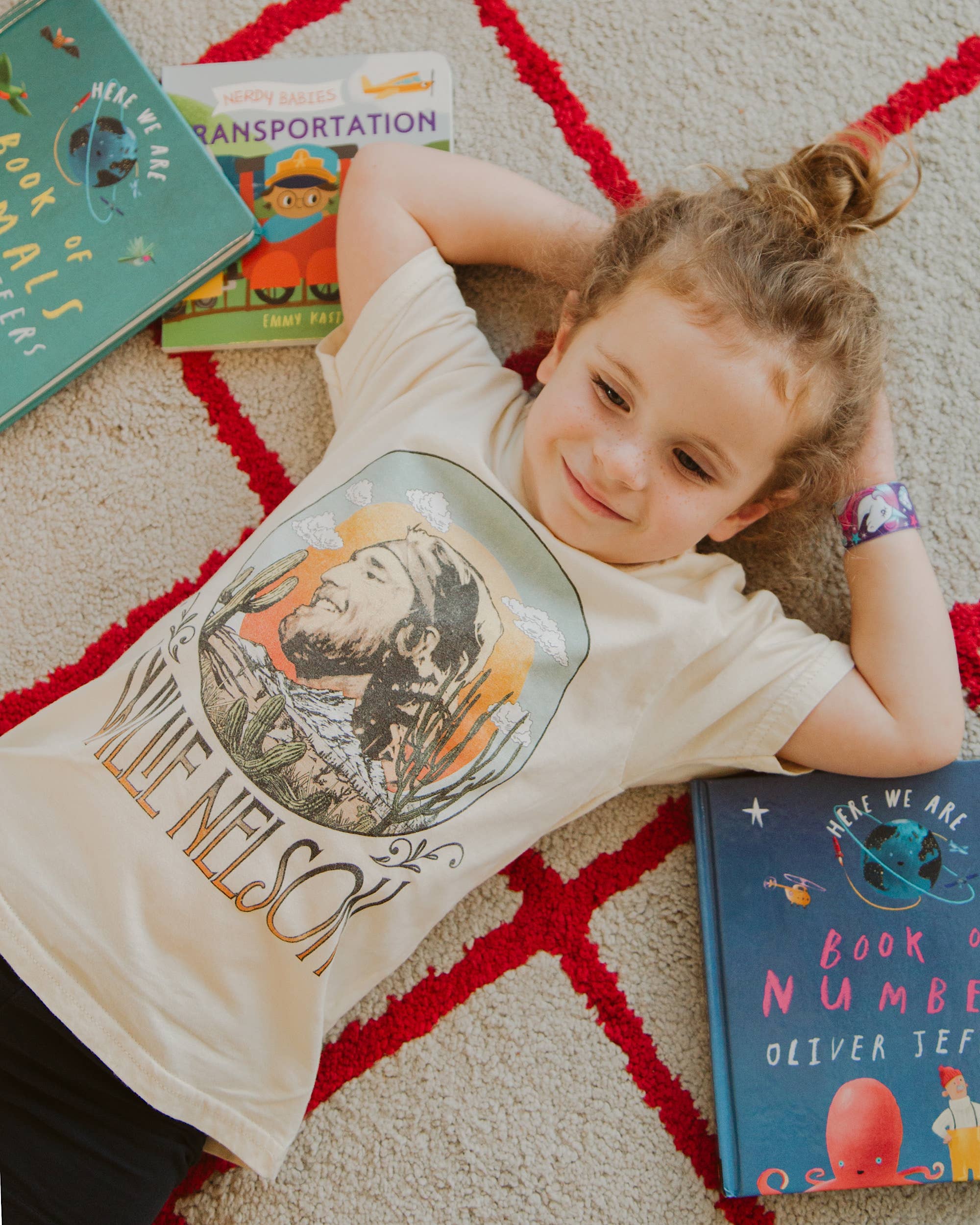 LivyLu - Wholesale Screen Printed T-Shirt - Kids - Children's Willie Nelson In the Sky Oatmeal Graphic Tee1