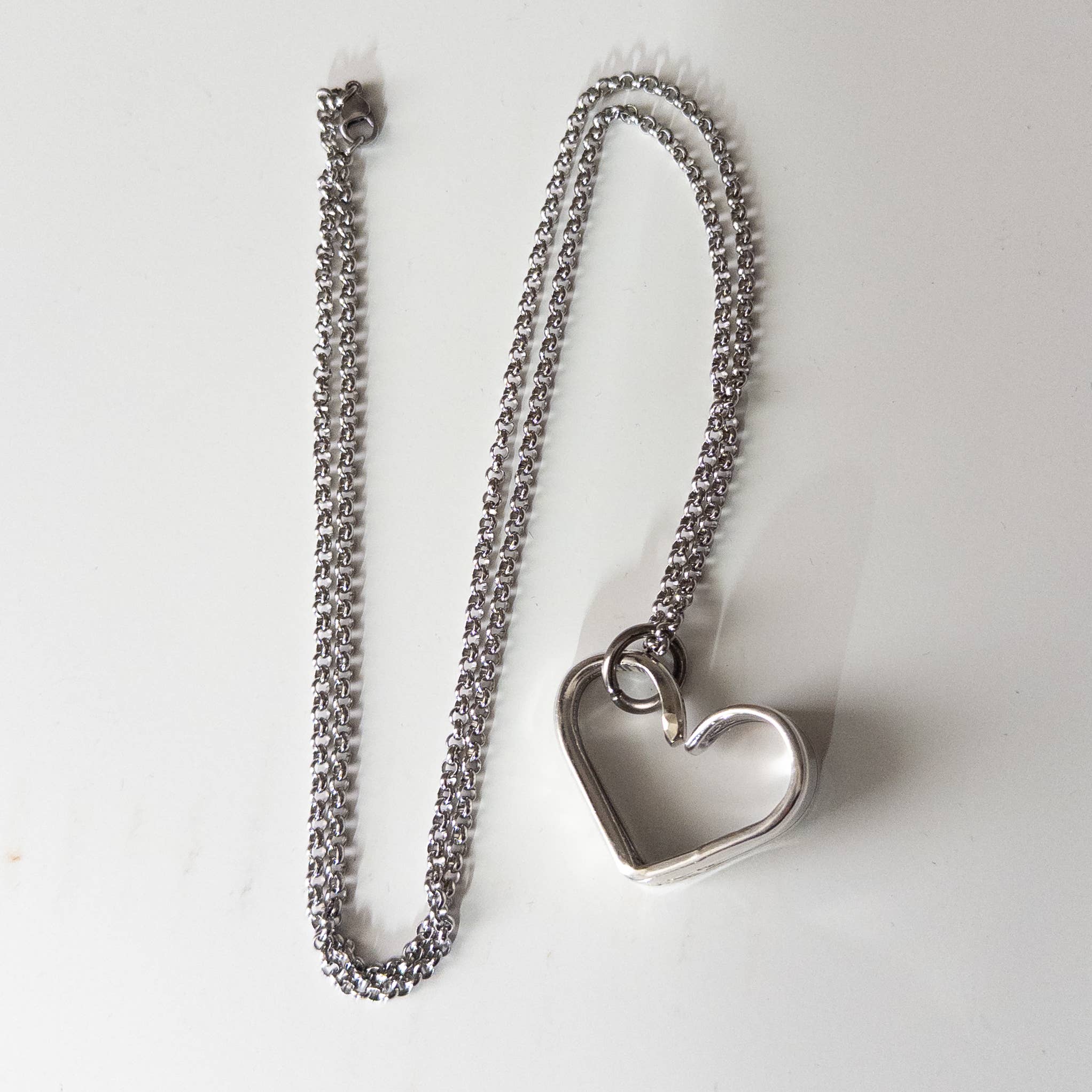Girl Ran Away With the Spoon - Wholesale Pendant/Charm Necklace - Bent Heart Silverware Necklace7
