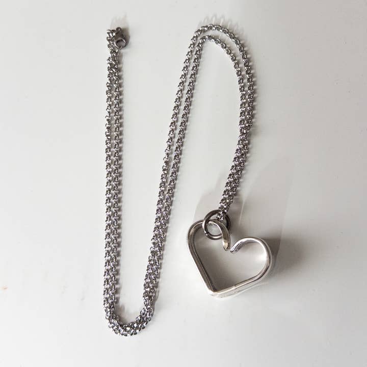 Girl Ran Away With the Spoon - Wholesale Pendant/Charm Necklace - Bent Heart Silverware Necklace7