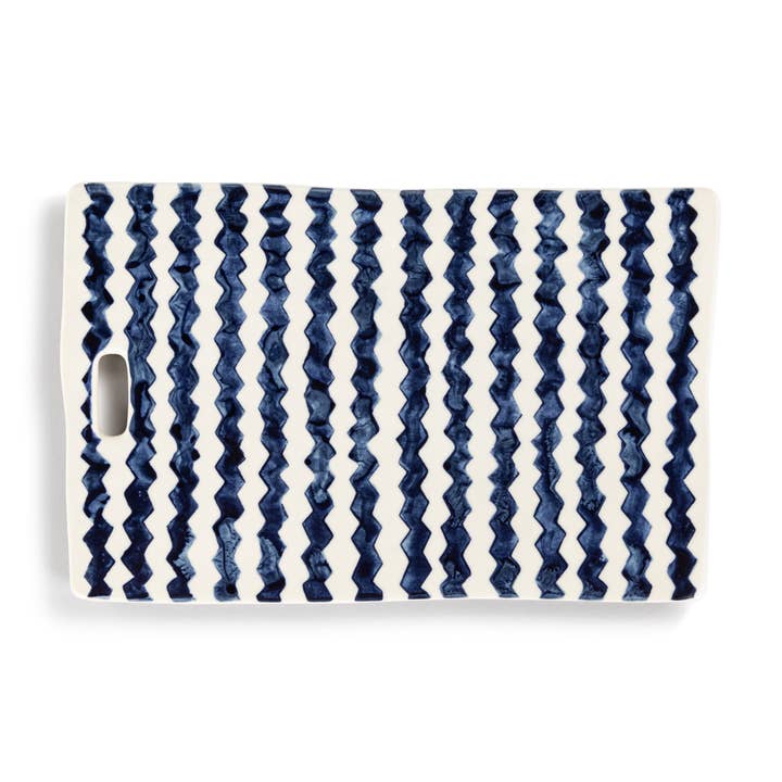 Hand Painted Ceramic Zig Zag Stripe Cutting Board for wholesale by DEMDACO