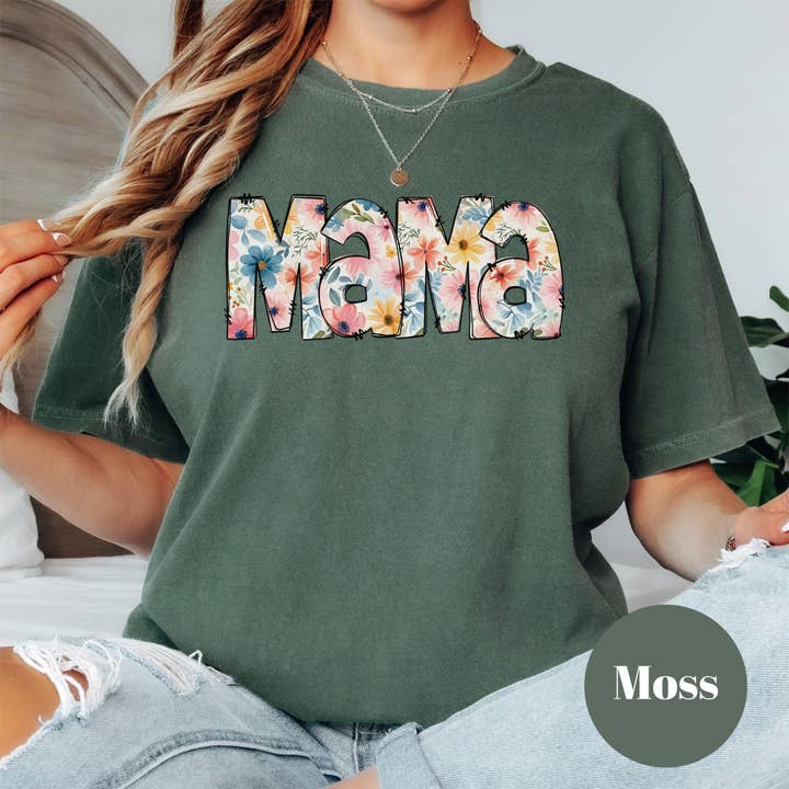 Epic Life - Designed – wholesale Screen printed t-shirt – Women′s – Floral Mama Shirt, Vintage Mama Graphic Tee, Comfort Colors Mom Shirt, Mother’s Day Gift, Aesthetic Mom T-Shirt, Cute Retro Mama Tee5