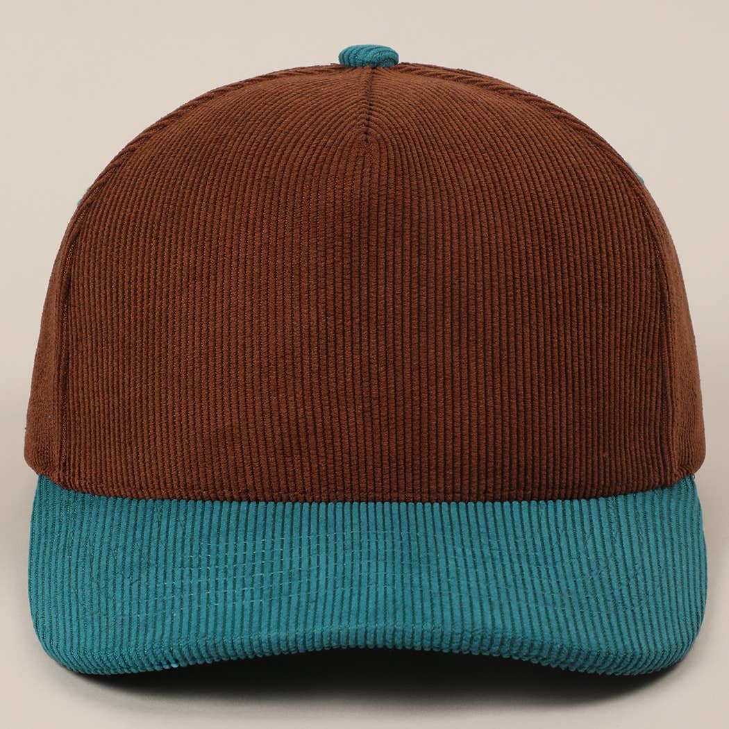 Fashion City - Wholesale Baseball Cap - Unisex - Plain Two Tone Corduroy 5 Panel Trucker Hat40