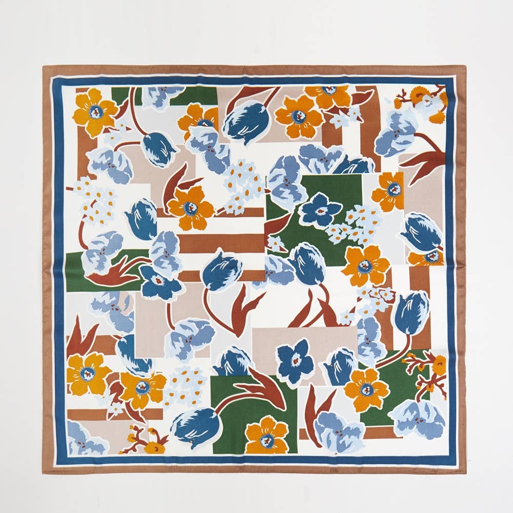Collections by Fame Accessories - Wholesale Scarf - Women's - Abstract Floral Art Print Bandana Scarf4