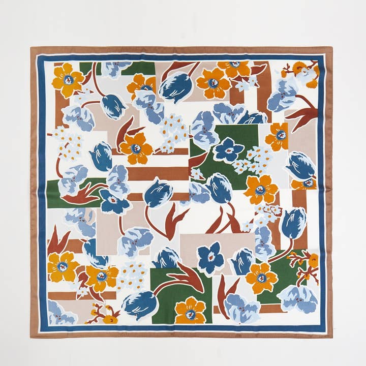Collections by Fame Accessories - Wholesale Scarf - Women's - Abstract Floral Art Print Bandana Scarf4