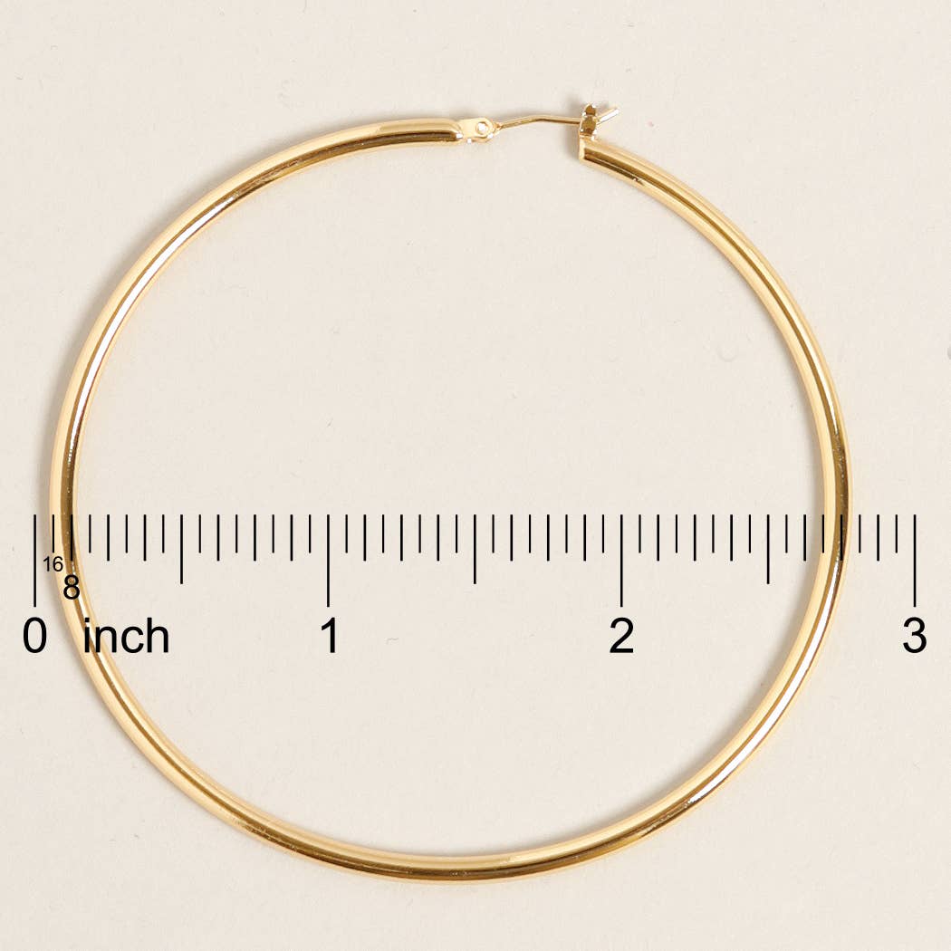 Fashion City - Vendita all'ingrosso Orecchini a cerchio - Orecchini a Cerchio con chiusura a perno immerso in oro L-14 carati1