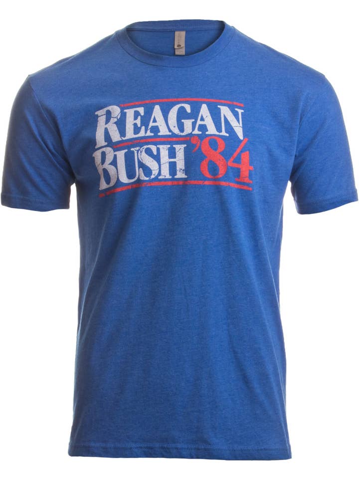 Heather Royal Blue Reagan Bush '84 | Vintage Style Conservative Republican GOP Unisex T-shirt for wholesale on Faire3