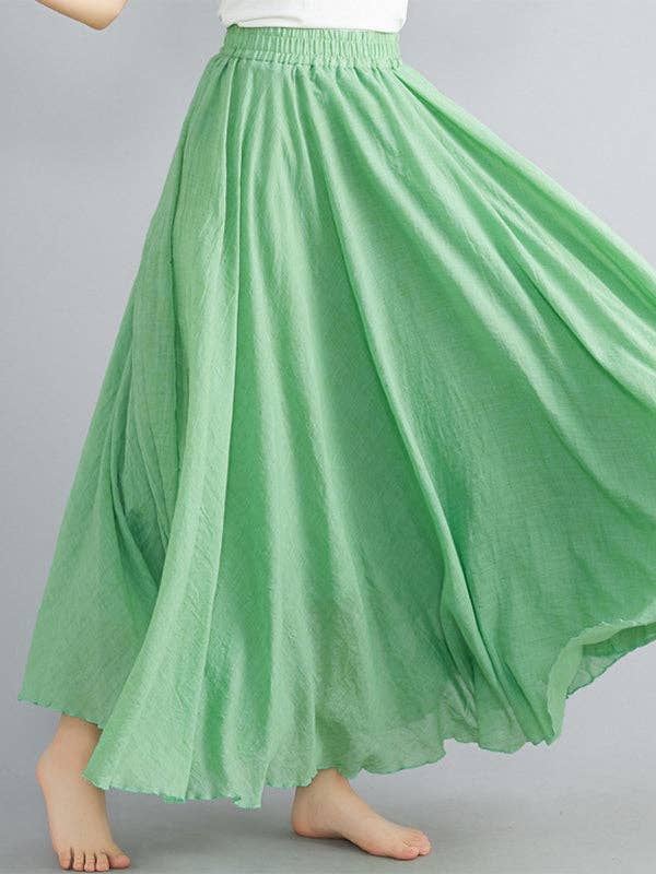 VividLux - Wholesale Skirt - Women's - A-Line Loose Elasticity Pleated Solid Color Skirts