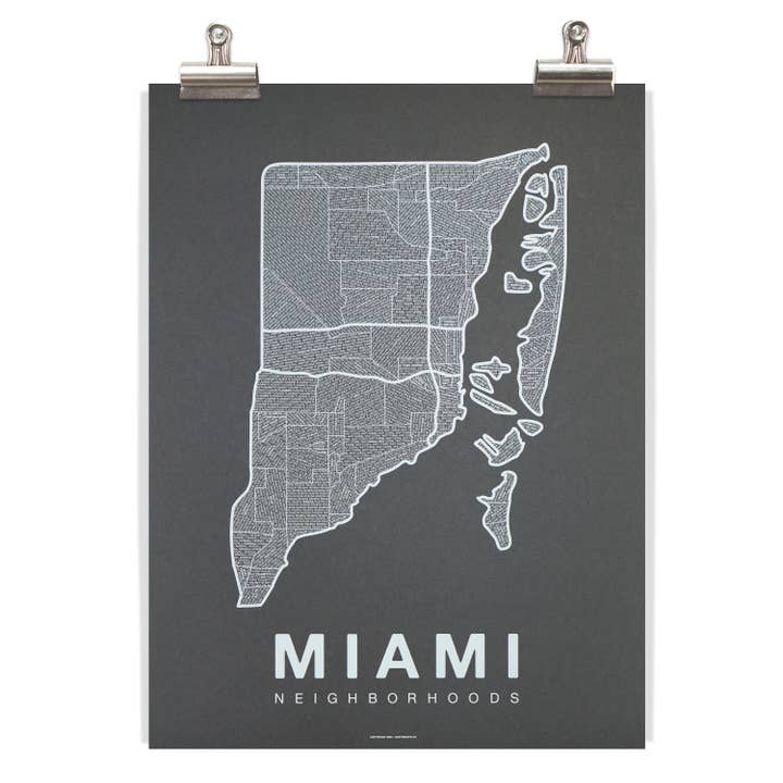 Native Maps - Wholesale Poster - Miami, FL Neighborhood City Map Poster1