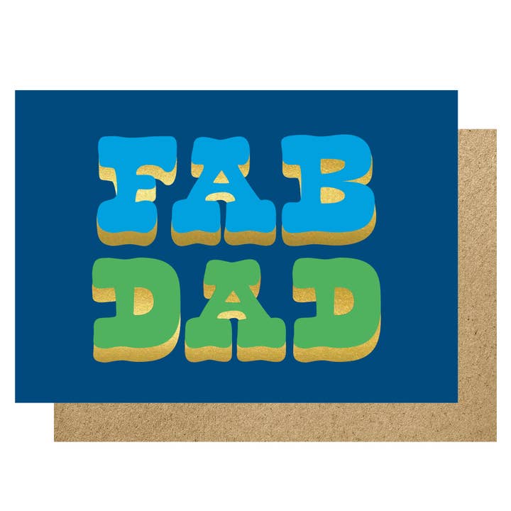 Fab Dad gold foil card for wholesale by Lucky Ink